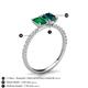6 - Galina 7x5 mm Emerald Cut Emerald and 8x6 mm Oval London Blue Topaz 2 Stone Duo Ring 