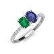 5 - Galina 7x5 mm Emerald Cut Emerald and 8x6 mm Oval Iolite 2 Stone Duo Ring 