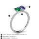 6 - Galina 7x5 mm Emerald Cut Emerald and 8x6 mm Oval Iolite 2 Stone Duo Ring 