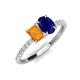5 - Galina 7x5 mm Emerald Cut Citrine and 8x6 mm Oval Blue Sapphire 2 Stone Duo Ring 