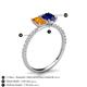 6 - Galina 7x5 mm Emerald Cut Citrine and 8x6 mm Oval Blue Sapphire 2 Stone Duo Ring 