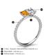 6 - Galina 7x5 mm Emerald Cut Citrine and IGI Certified 8x6 mm Oval Lab Grown Diamond 2 Stone Duo Ring 