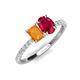 5 - Galina 7x5 mm Emerald Cut Citrine and 8x6 mm Oval Ruby 2 Stone Duo Ring 