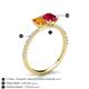 6 - Galina 7x5 mm Emerald Cut Citrine and 8x6 mm Oval Ruby 2 Stone Duo Ring 