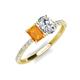 5 - Galina 7x5 mm Emerald Cut Citrine and IGI Certified 8x6 mm Oval Lab Grown Diamond 2 Stone Duo Ring 