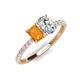 5 - Galina 7x5 mm Emerald Cut Citrine and IGI Certified 8x6 mm Oval Lab Grown Diamond 2 Stone Duo Ring 