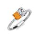 5 - Galina 7x5 mm Emerald Cut Citrine and 8x6 mm Oval Forever One Moissanite 2 Stone Duo Ring 
