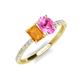 5 - Galina 7x5 mm Emerald Cut Citrine and 8x6 mm Oval Pink Sapphire 2 Stone Duo Ring 