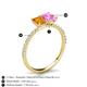 6 - Galina 7x5 mm Emerald Cut Citrine and 8x6 mm Oval Pink Sapphire 2 Stone Duo Ring 