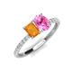 5 - Galina 7x5 mm Emerald Cut Citrine and 8x6 mm Oval Pink Sapphire 2 Stone Duo Ring 