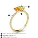 6 - Galina 7x5 mm Emerald Cut Citrine and 8x6 mm Oval Yellow Sapphire 2 Stone Duo Ring 