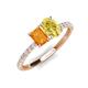 5 - Galina 7x5 mm Emerald Cut Citrine and 8x6 mm Oval Yellow Sapphire 2 Stone Duo Ring 