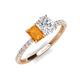 5 - Galina 7x5 mm Emerald Cut Citrine and 8x6 mm Oval White Sapphire 2 Stone Duo Ring 