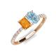5 - Galina 7x5 mm Emerald Cut Citrine and 8x6 mm Oval Aquamarine 2 Stone Duo Ring 