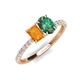 5 - Galina 7x5 mm Emerald Cut Citrine and 8x6 mm Oval Lab Created Alexandrite 2 Stone Duo Ring 