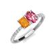 5 - Galina 7x5 mm Emerald Cut Citrine and 8x6 mm Oval Pink Tourmaline 2 Stone Duo Ring 