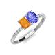 5 - Galina 7x5 mm Emerald Cut Citrine and 8x6 mm Oval Tanzanite 2 Stone Duo Ring 