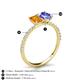 6 - Galina 7x5 mm Emerald Cut Citrine and 8x6 mm Oval Tanzanite 2 Stone Duo Ring 