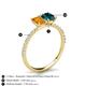 6 - Galina 7x5 mm Emerald Cut Citrine and 8x6 mm Oval London Blue Topaz 2 Stone Duo Ring 