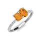 5 - Galina 7x5 mm Emerald Cut Citrine and 8x6 mm Oval Citrine 2 Stone Duo Ring 