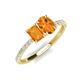 5 - Galina 7x5 mm Emerald Cut Citrine and 8x6 mm Oval Citrine 2 Stone Duo Ring 