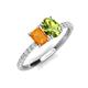 5 - Galina 7x5 mm Emerald Cut Citrine and 8x6 mm Oval Peridot 2 Stone Duo Ring 