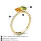 6 - Galina 7x5 mm Emerald Cut Citrine and 8x6 mm Oval Peridot 2 Stone Duo Ring 
