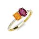 5 - Galina 7x5 mm Emerald Cut Citrine and 8x6 mm Oval Rhodolite Garnet 2 Stone Duo Ring 