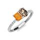 5 - Galina 7x5 mm Emerald Cut Citrine and 8x6 mm Oval Smoky Quartz 2 Stone Duo Ring 