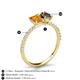 6 - Galina 7x5 mm Emerald Cut Citrine and 8x6 mm Oval Smoky Quartz 2 Stone Duo Ring 