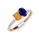 5 - Galina 7x5 mm Emerald Cut Citrine and 8x6 mm Oval Blue Sapphire 2 Stone Duo Ring 