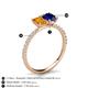 6 - Galina 7x5 mm Emerald Cut Citrine and 8x6 mm Oval Blue Sapphire 2 Stone Duo Ring 