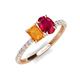 5 - Galina 7x5 mm Emerald Cut Citrine and 8x6 mm Oval Ruby 2 Stone Duo Ring 