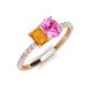 5 - Galina 7x5 mm Emerald Cut Citrine and 8x6 mm Oval Pink Sapphire 2 Stone Duo Ring 