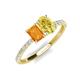 5 - Galina 7x5 mm Emerald Cut Citrine and 8x6 mm Oval Yellow Sapphire 2 Stone Duo Ring 