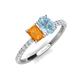 5 - Galina 7x5 mm Emerald Cut Citrine and 8x6 mm Oval Aquamarine 2 Stone Duo Ring 