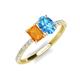 5 - Galina 7x5 mm Emerald Cut Citrine and 8x6 mm Oval Blue Topaz 2 Stone Duo Ring 