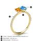 6 - Galina 7x5 mm Emerald Cut Citrine and 8x6 mm Oval Blue Topaz 2 Stone Duo Ring 