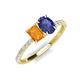 5 - Galina 7x5 mm Emerald Cut Citrine and 8x6 mm Oval Iolite 2 Stone Duo Ring 