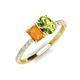 5 - Galina 7x5 mm Emerald Cut Citrine and 8x6 mm Oval Peridot 2 Stone Duo Ring 