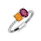 5 - Galina 7x5 mm Emerald Cut Citrine and 8x6 mm Oval Rhodolite Garnet 2 Stone Duo Ring 