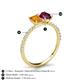 6 - Galina 7x5 mm Emerald Cut Citrine and 8x6 mm Oval Rhodolite Garnet 2 Stone Duo Ring 