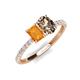 5 - Galina 7x5 mm Emerald Cut Citrine and 8x6 mm Oval Smoky Quartz 2 Stone Duo Ring 
