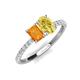 5 - Galina 7x5 mm Emerald Cut Citrine and 8x6 mm Oval Yellow Sapphire 2 Stone Duo Ring 
