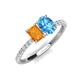 5 - Galina 7x5 mm Emerald Cut Citrine and 8x6 mm Oval Blue Topaz 2 Stone Duo Ring 