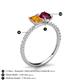 6 - Galina 7x5 mm Emerald Cut Citrine and 8x6 mm Oval Rhodolite Garnet 2 Stone Duo Ring 