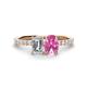 1 - Galina IGI Certified 7x5 mm Emerald Cut Lab Grown Diamond and 8x6 mm Oval Pink Sapphire 2 Stone Duo Ring 