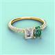 4 - Galina IGI Certified 7x5 mm Emerald Cut Lab Grown Diamond and 8x6 mm Oval Lab Created Alexandrite 2 Stone Duo Ring 