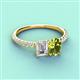4 - Galina IGI Certified 7x5 mm Emerald Cut Lab Grown Diamond and 8x6 mm Oval Peridot 2 Stone Duo Ring 