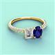 4 - Galina IGI Certified 7x5 mm Emerald Cut Lab Grown Diamond and 8x6 mm Oval Blue Sapphire 2 Stone Duo Ring 